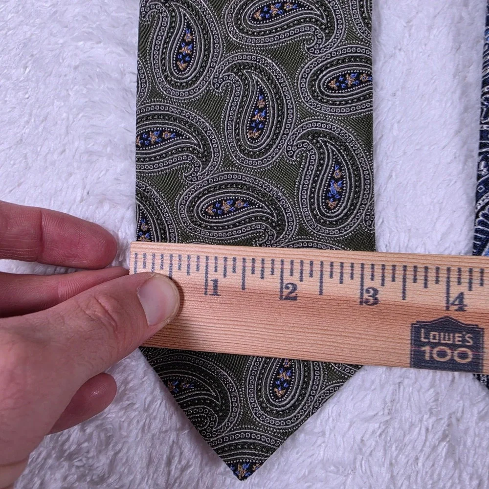 2 pack Jos. A. Bank Paisley Mens OS Green Blue Silk Hand Made Neckties